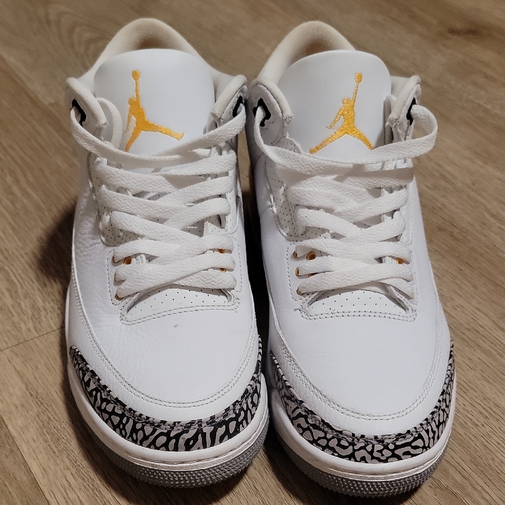 Jordan White and Gold Women's Sneakers